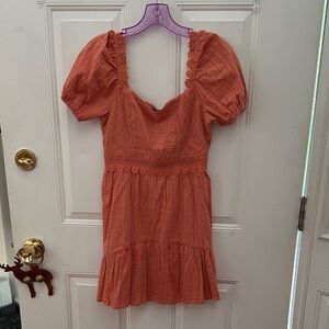 City Studio Coral Dress with Lace Accents